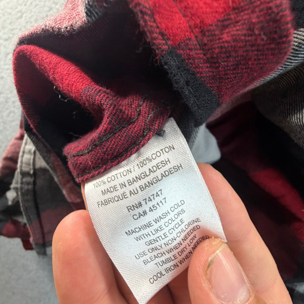 Red Head Brand Co Mens Large Red Black White Buffalo Plaid Flannel Shirt L - Picture 6 of 7